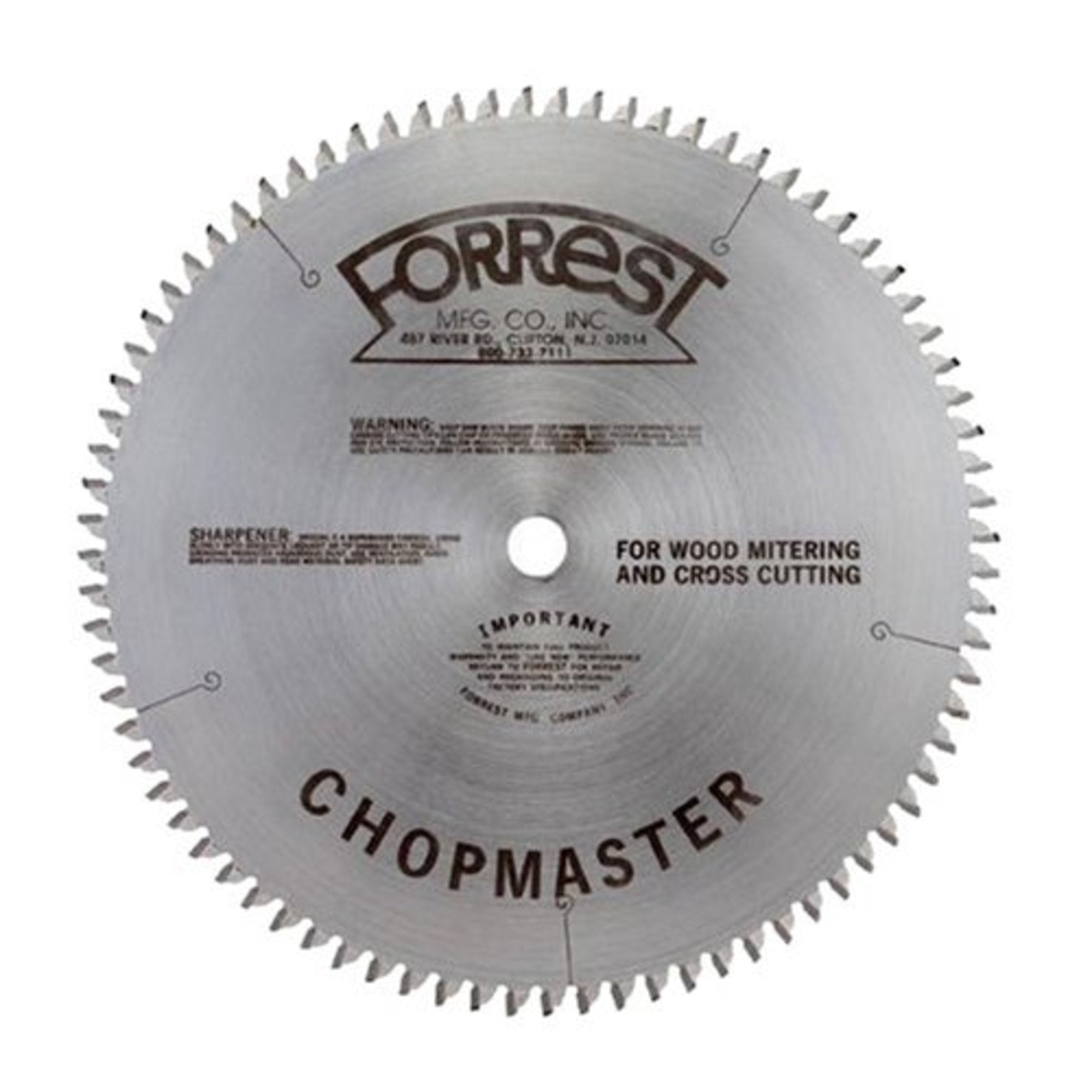 Forrest CM12806115G Chopmaster 12-Inch 80 Tooth PTS   Flat 8-Inch Kerf Saw Blade with 1-Inch Arbor - 1