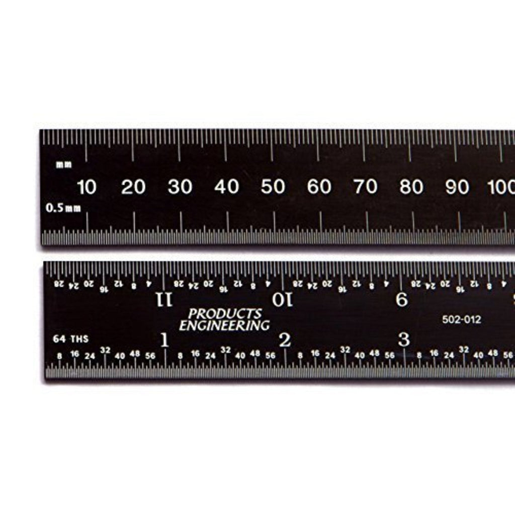 Buy PEC Tools 6 150 mm English / Metric black chrome, high-contrast machinist  ruler with markings .5mm, mm 1/32 and 1/64 at Prime Tools for only $ 14.95