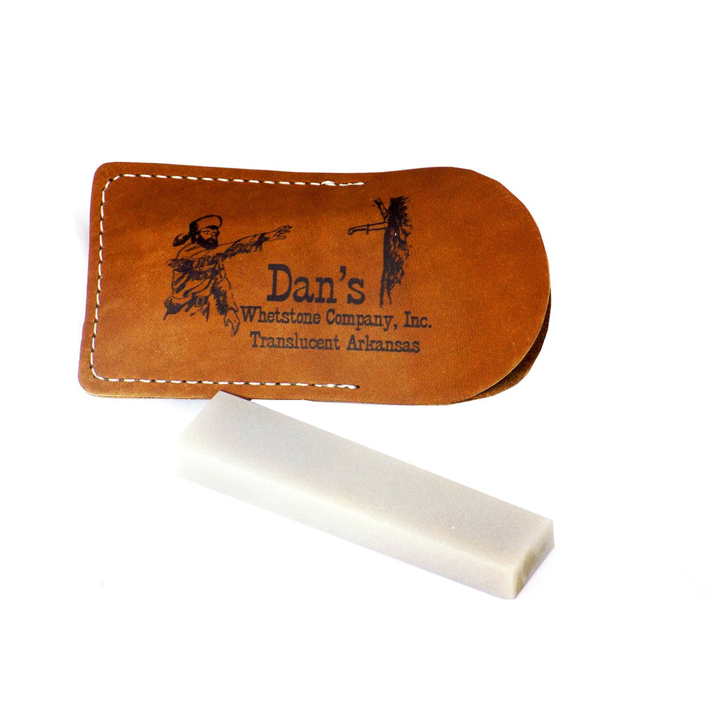 Buy Dans Genuine Arkansas Translucent Pocket Knife Blade Sharpening Stone  Whetstone 4 x 1 x 3/8-1/2 in Leather Pouch TAP-14-L at Prime Tools for  only $ 37.95