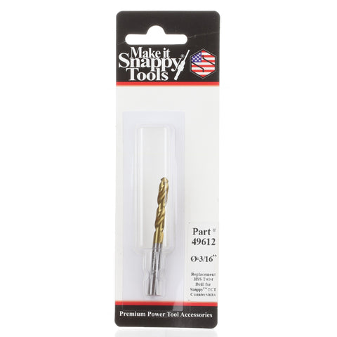 Snappy Tools Replacement Tin Coated HSS Twist Drill for 3/16 Inch TCT Countersink #49612