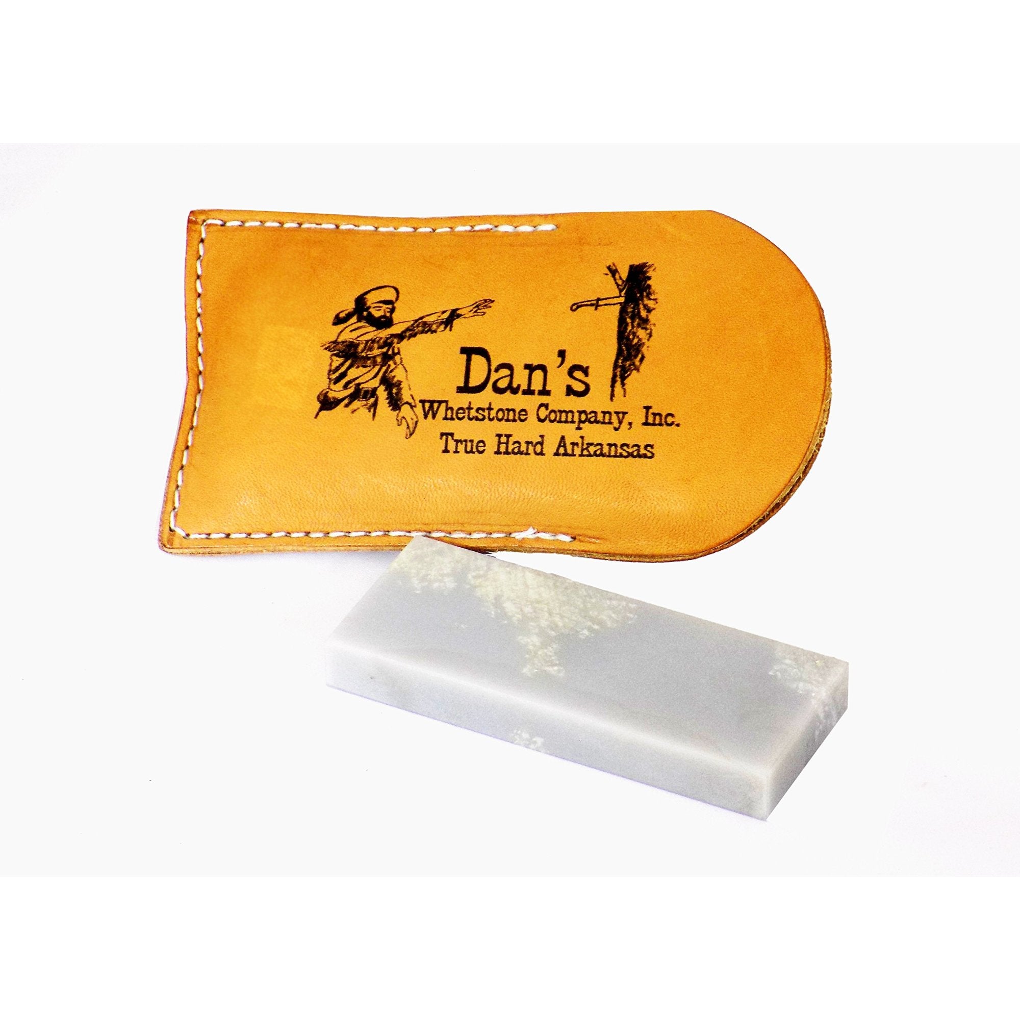 Dan's Whetstone Translucent Arkansas Extra Fine Pocket Knife Sharpening  Stone Whetstone 3 x 1 x 1/4 in Leather Pouch TAP-13A-L